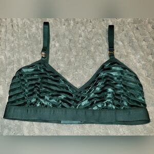 Aerie Dark Green Velvet Stripe Triangular Bra sz XL